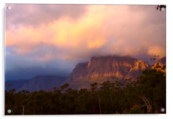 Hottentots Holland Mountain Sunrise Acrylic by Jeremy Hayden