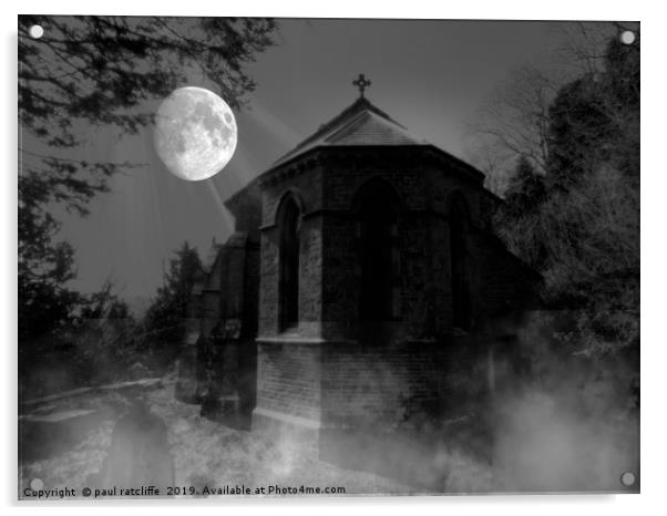 new radnor church in moonlight Acrylic by paul ratcliffe
