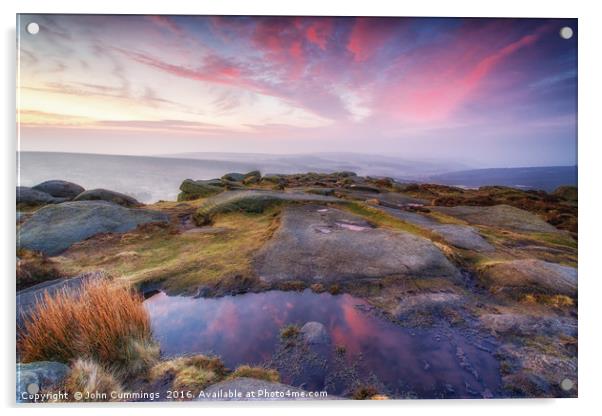 Sunrise at Higger Tor Acrylic by John Cummings