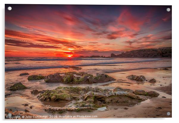 Sunset at Crooklets Beach Acrylic by John Cummings