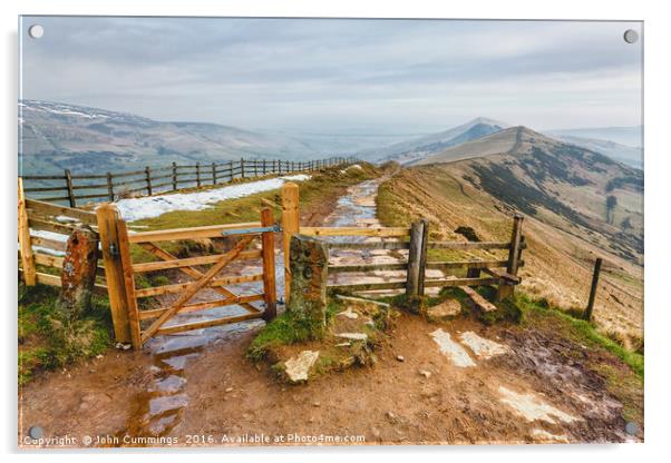 The Gate on the Great Ridge at Mam Tor Acrylic by John Cummings