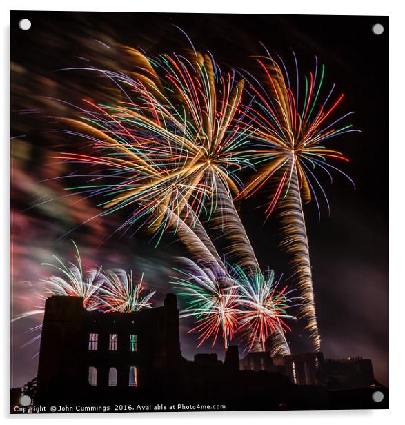 Fireworks at Kenilworth Castle Acrylic by John Cummings