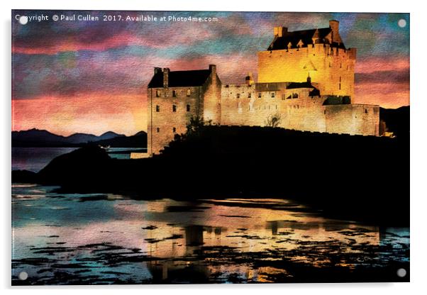 Eilean Donan Castle Watercolour Effect. Acrylic by Paul Cullen