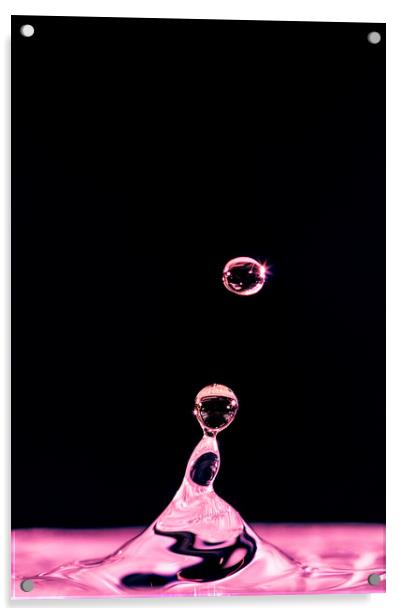 Pink Water Drop Acrylic by Mick Sadler ARPS