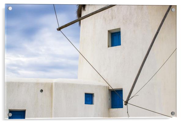 Mykonos windmill Acrylic by Mick Sadler ARPS