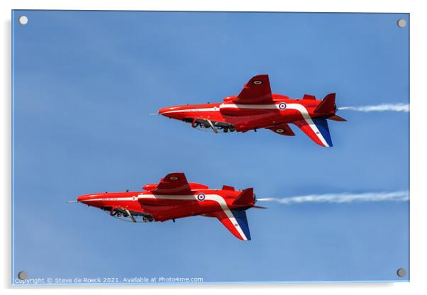 Red Arrows Inverted Formation Acrylic by Steve de Roeck