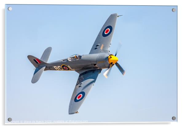 Hawker Sea Fury T20 TG114 Turns Tight Low Overhead. Acrylic by Steve de Roeck