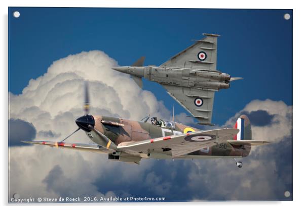 Spitfire and Typhoon Fly Past. Acrylic by Steve de Roeck