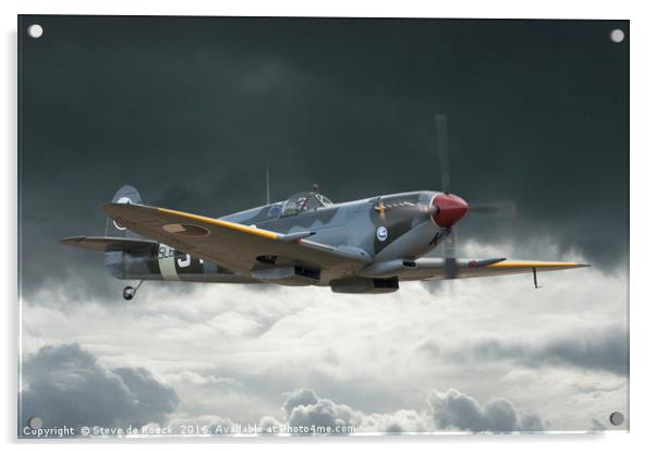 Lone Hunter, Spitfire Mk 9 Acrylic by Steve de Roeck
