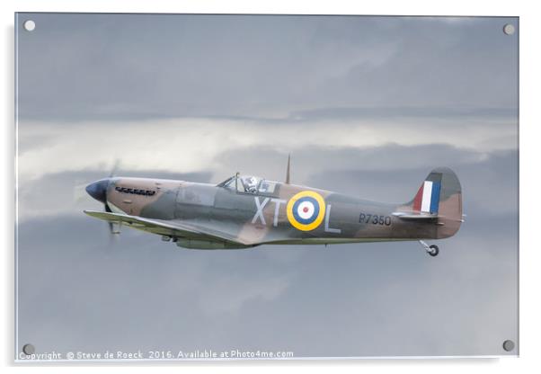 Supermarine Spitfire Above The Clouds Acrylic by Steve de Roeck