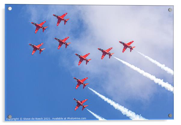 Red Arrows Display Formation Acrylic by Steve de Roeck
