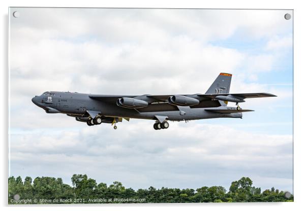 Boeing B52 On Finals To Land. Acrylic by Steve de Roeck