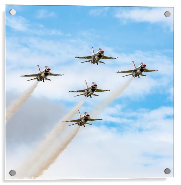 Thunderbirds F16 Fighting Falcons Aerobatic Team Acrylic by Steve de Roeck