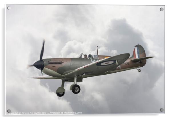 Spitfire Final Approach To Land Acrylic by Steve de Roeck