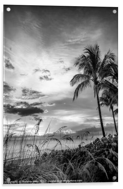 BONITA BEACH Monochrome Sunset Acrylic by Melanie Viola