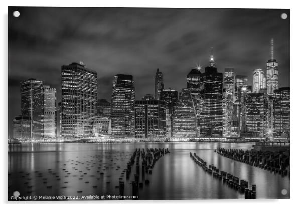NEW YORK CITY Monochrome Night Impressions  Acrylic by Melanie Viola