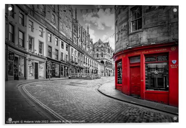 West Bow in Edinburgh - Colourkey Acrylic by Melanie Viola