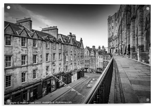 View from Victoria Terrace in Edinburgh - Monochrome Acrylic by Melanie Viola