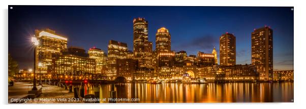 BOSTON Fan Pier Park & Skyline in the evening | Panoramic Acrylic by Melanie Viola