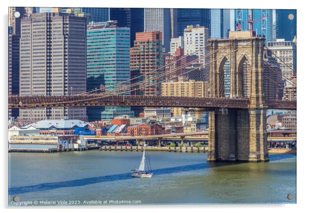 NEW YORK CITY Brooklyn Bridge & Manhattan Skyline Acrylic by Melanie Viola
