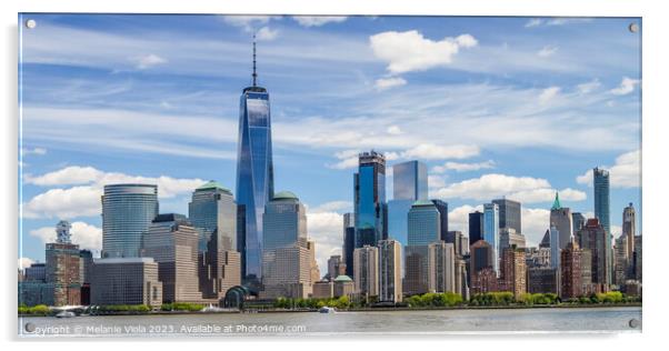 NEW YORK CITY Manhattan Skyline & Hudson River Acrylic by Melanie Viola
