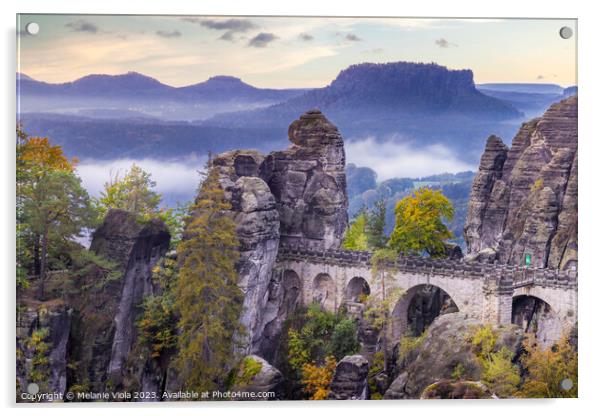 Saxon Switzerland National Park - view to Bastei Bridge Acrylic by Melanie Viola