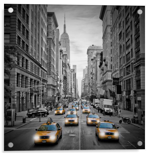 5th Avenue NYC Traffic Acrylic by Melanie Viola
