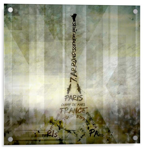 Digital-Art PARIS Eiffel Tower | Geometric Mix No1 Acrylic by Melanie Viola