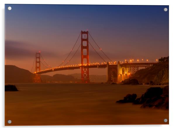Golden Gate Bridge at Sunset Acrylic by Melanie Viola