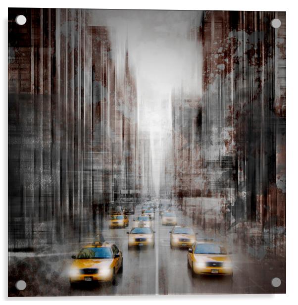 City-Art NYC 5th Avenue Traffic Acrylic by Melanie Viola