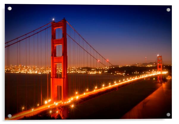 Evening Cityscape of Golden Gate Bridge  Acrylic by Melanie Viola