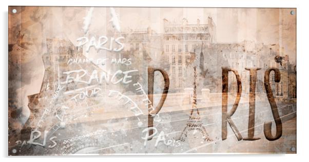 Modern Art PARIS Collage Acrylic by Melanie Viola