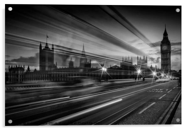 LONDON Westminster Bridge Traffic Acrylic by Melanie Viola