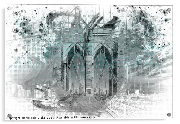 City Art Brooklyn Bridge in Detail | cyan Acrylic by Melanie Viola
