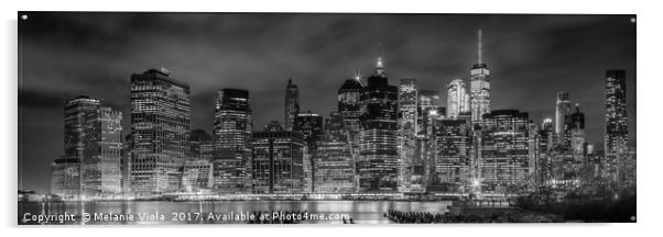 NEW YORK CITY Night Skyline | Panoramic Acrylic by Melanie Viola