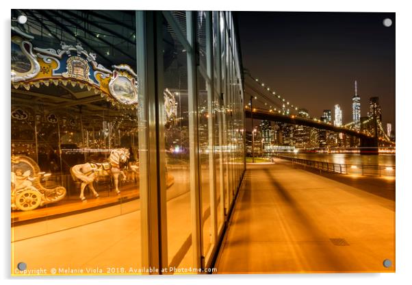 BROOKLYN Jane's Carousel & Manhattan Skyline  Acrylic by Melanie Viola
