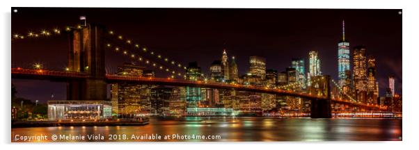 BROOKLYN BRIDGE Idyllic Nightscape | Panoramic Acrylic by Melanie Viola