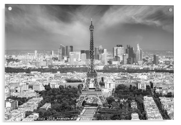 Paris Skyline | Monochrome Panorama Acrylic by Melanie Viola