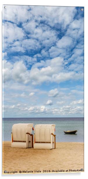 Idyllic Baltic Sea with typical beach chairs Acrylic by Melanie Viola