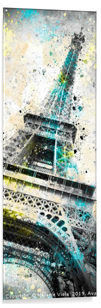 Modern Art Eiffel Tower Splashes | Panorama Acrylic by Melanie Viola