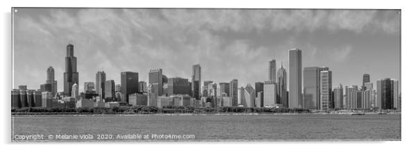 Chicago Skyline | Panorama Monochrome Acrylic by Melanie Viola
