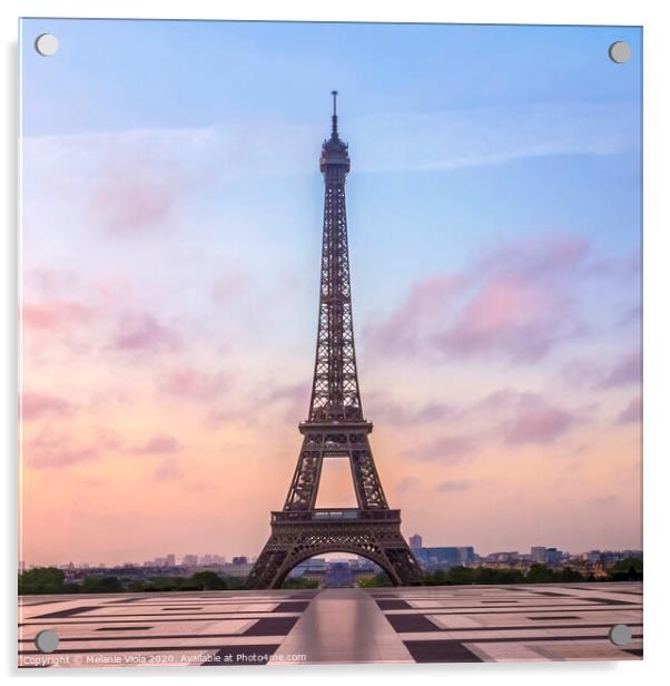 Eiffel Tower Sunrise Acrylic by Melanie Viola