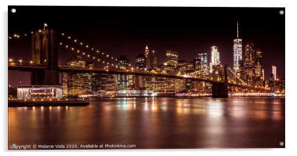 MANHATTAN SKYLINE & BROOKLYN BRIDGE Sunset | Panoramic Acrylic by Melanie Viola