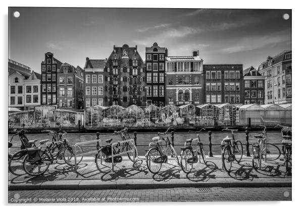 AMSTERDAM Singel Canal with Flower Market | monochrome Acrylic by Melanie Viola