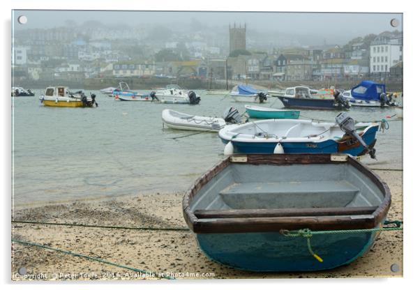 St Ives Boats Acrylic by Peter Towle
