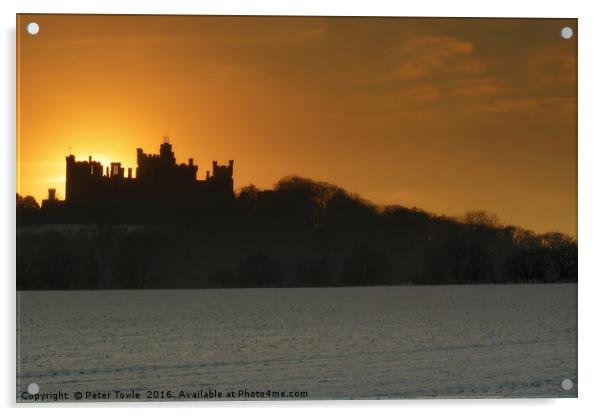 Winters sunset at Belvoir Castle Acrylic by Peter Towle