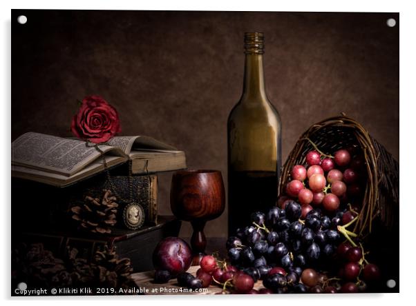 Wine and Grapes Acrylic by Angela H