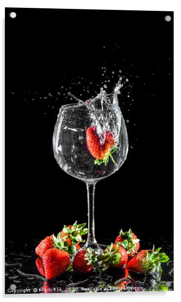 Strawberry Splash Acrylic by Angela H