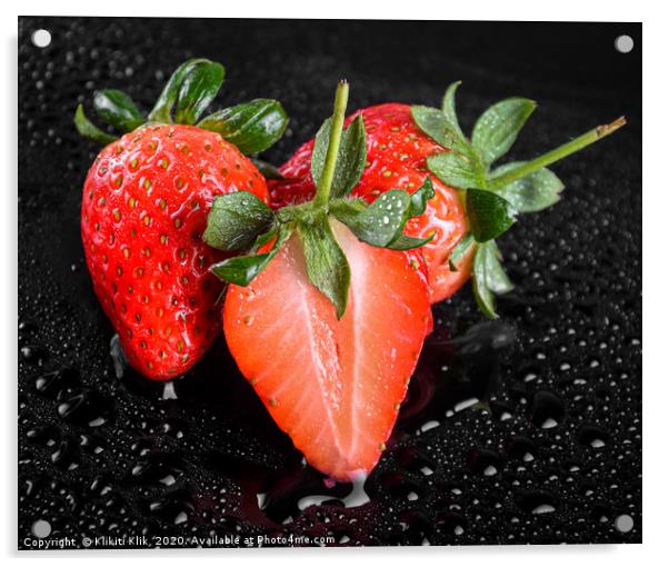 Wet Strawberries Acrylic by Angela H