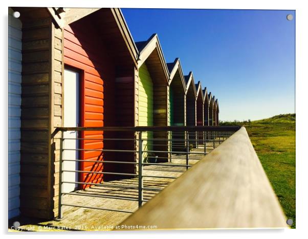 Holiday huts at Blyth beach Acrylic by Marc Bates